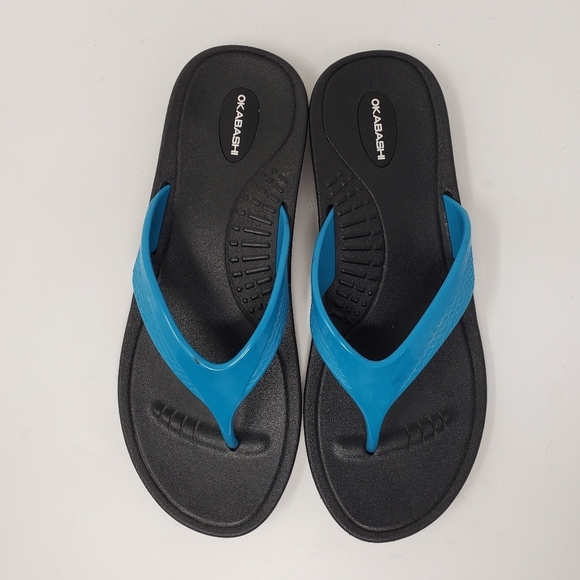 Okabashi Maui Recovery Sandals Flip Flops Thong Black Size L 9.5/10.5 - Picture 2 of 9